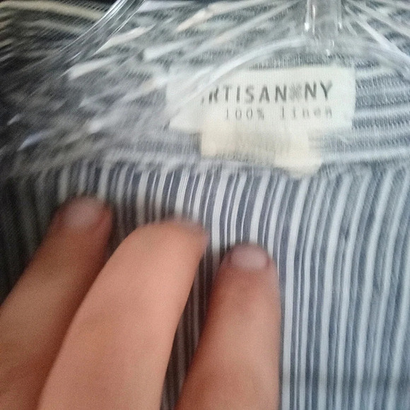 Artisan NY Women's 100% Linen Contrasting Stripes Button Front Blouse Size Small - Picture 3 of 5